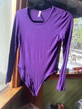 Popana Purple Long-Sleeve Scoop-Neck Bodysuit